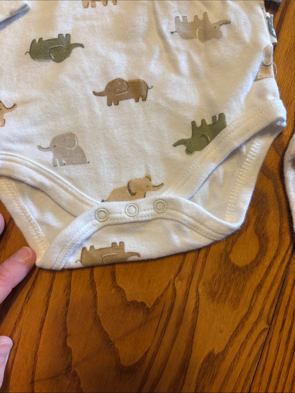 Rabbit & Bear Org Neutral Elephant & Checkered One-Piece Bodysuits - Pack of 2 - Picture 6 of 10